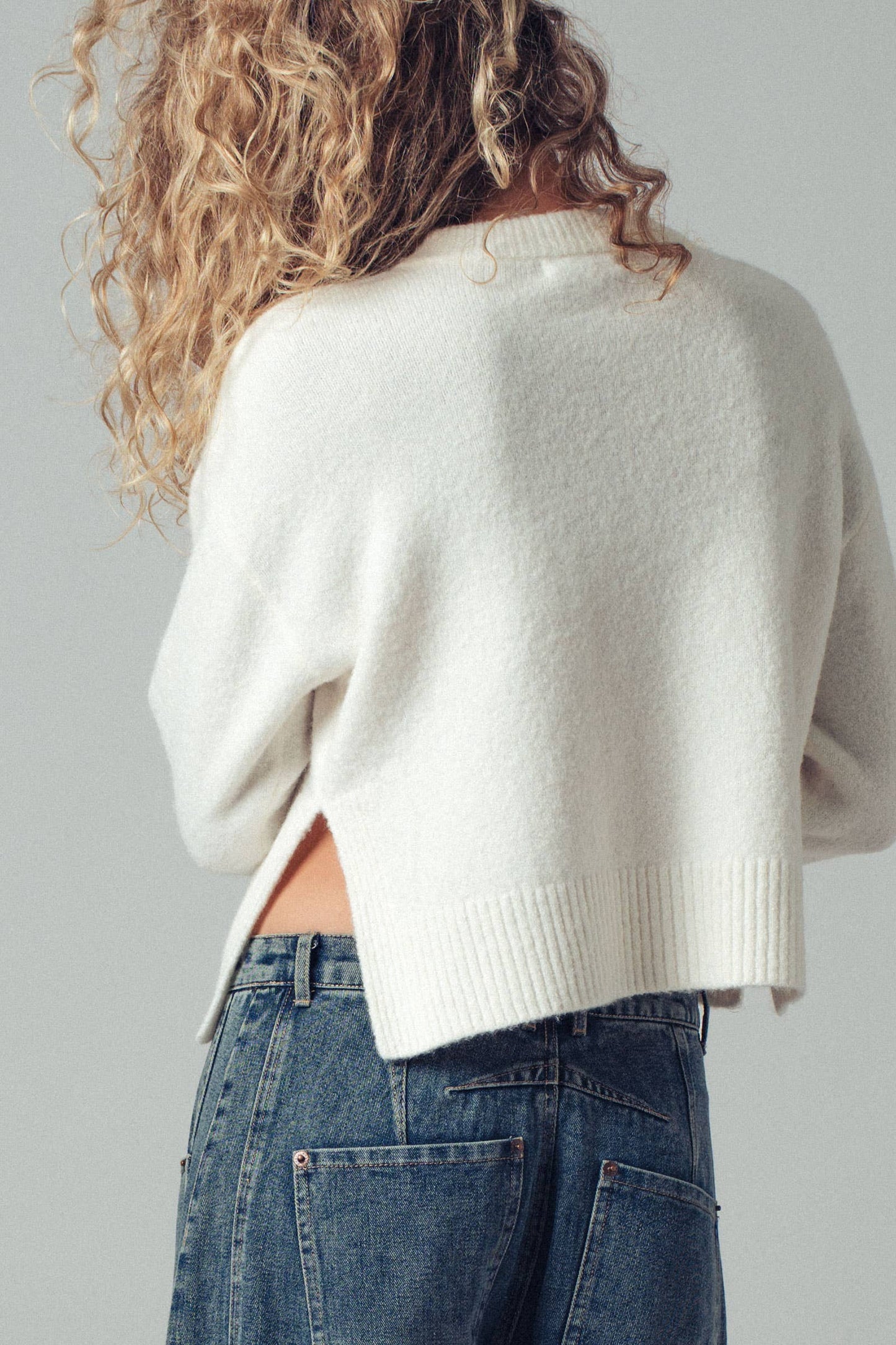 Ivory Relaxed Wool Blend Button-Up Cardigan
