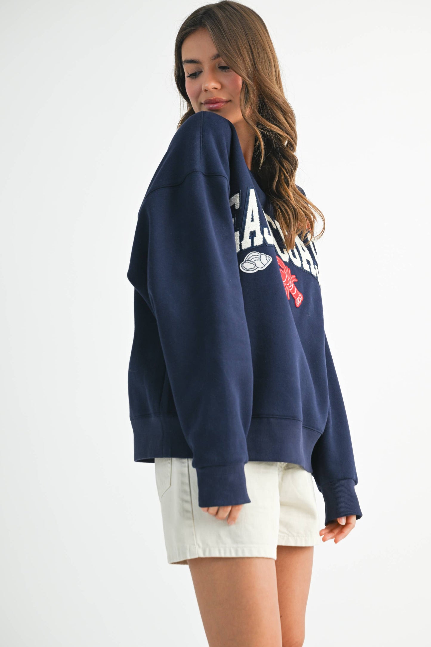 East Coast New England Graphic Fleece Oversized Pullover