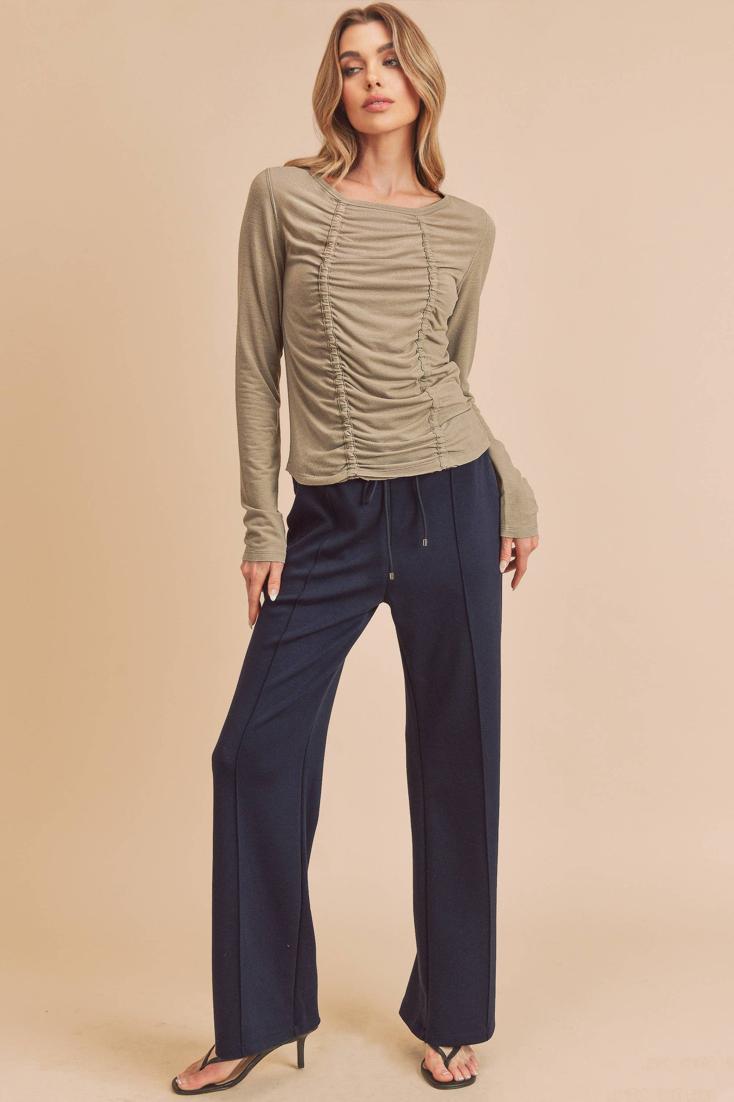 Navy Blue Pheobe Pintuck Pants