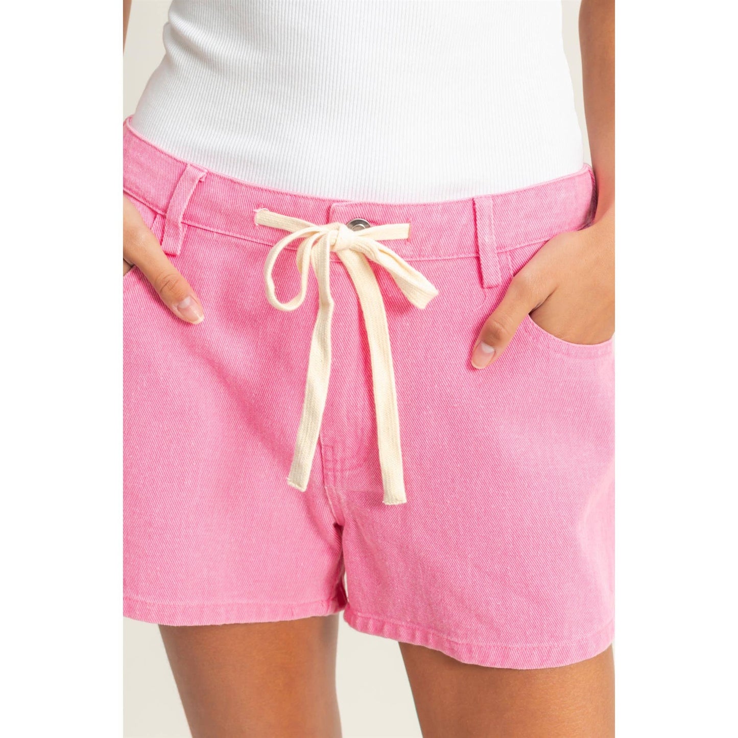 Cute Pink Pocked Detail Summer Shorts