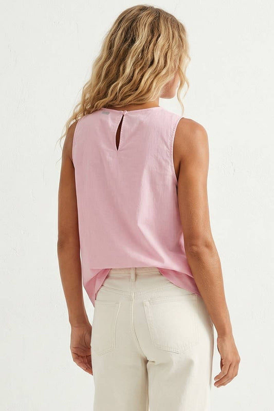 Pink Buckle Strap Button Down Sleeveless Top - 14002