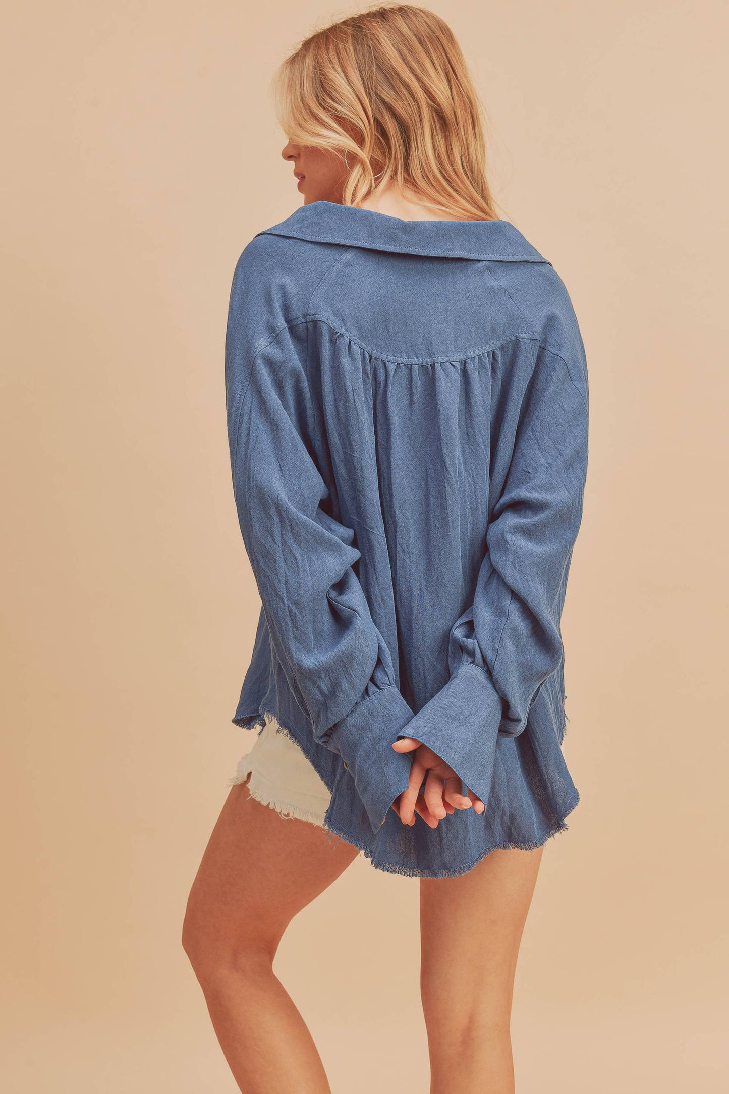 Blue Mara French Cuff Button Down Shirt