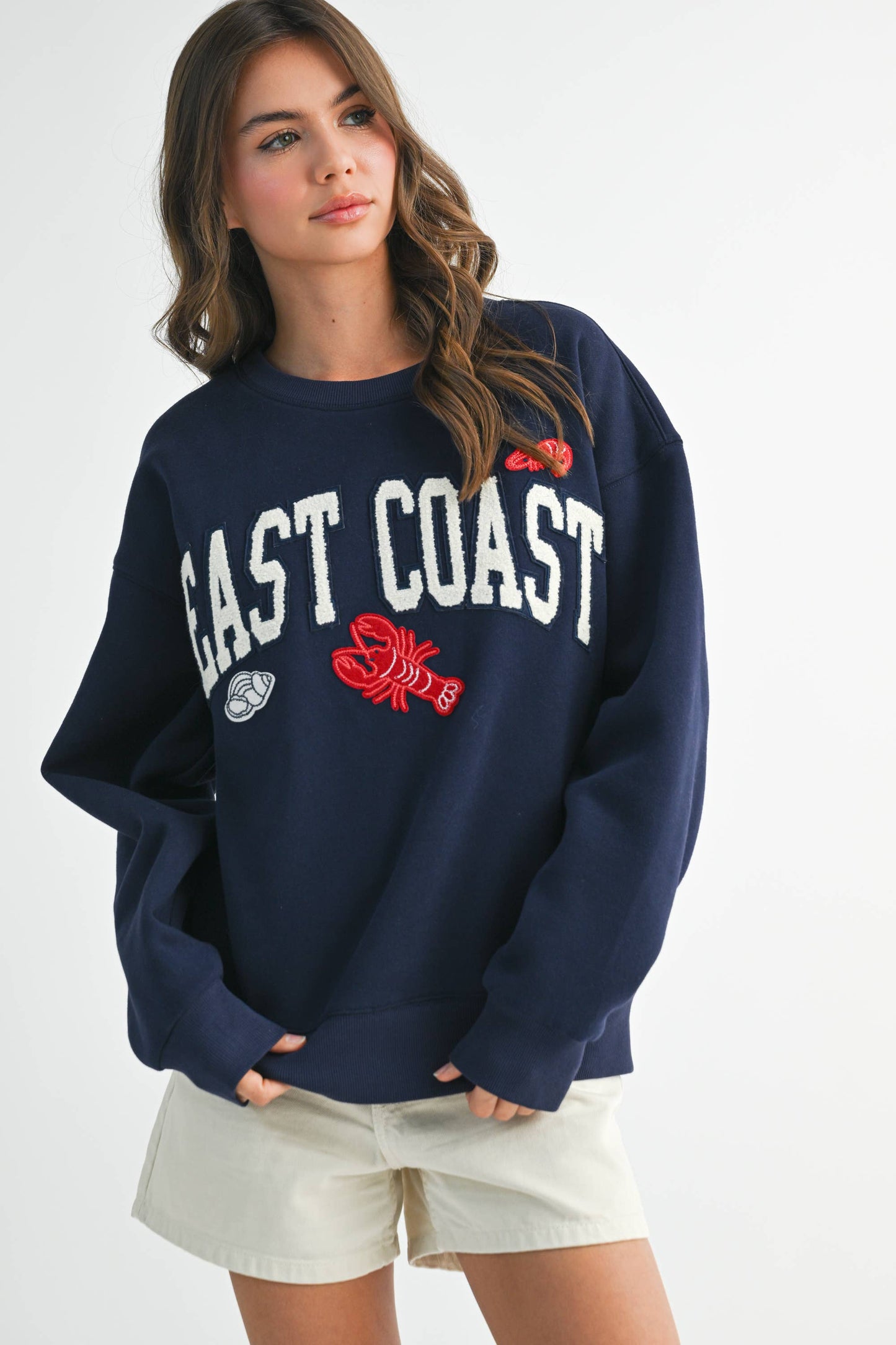 East Coast New England Graphic Fleece Oversized Pullover