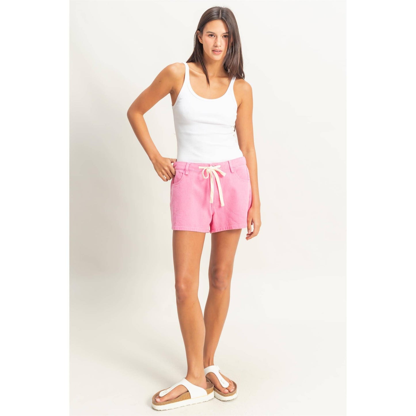 Cute Pink Pocked Detail Summer Shorts