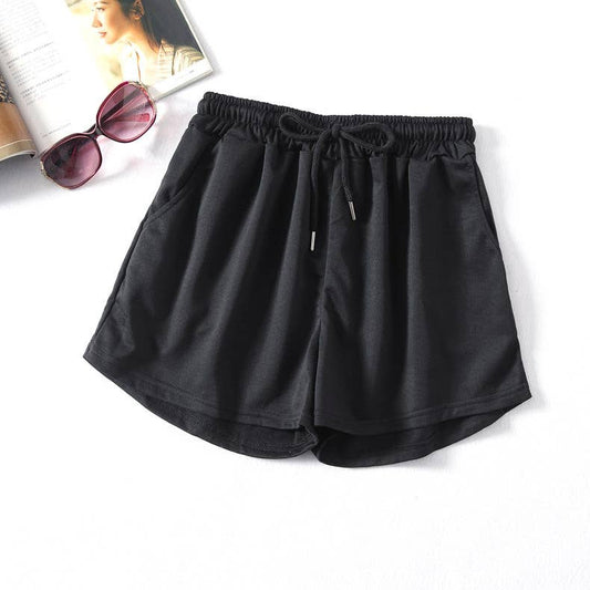 Black Athleisure Sweat Shorts-112986