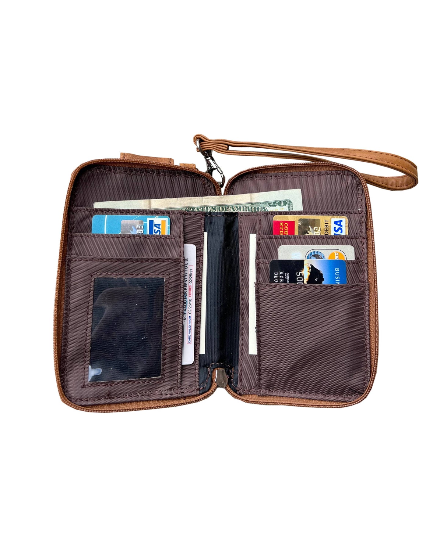 Black Leather Phone Bag with Credit Card Slots and Adjustable Strap