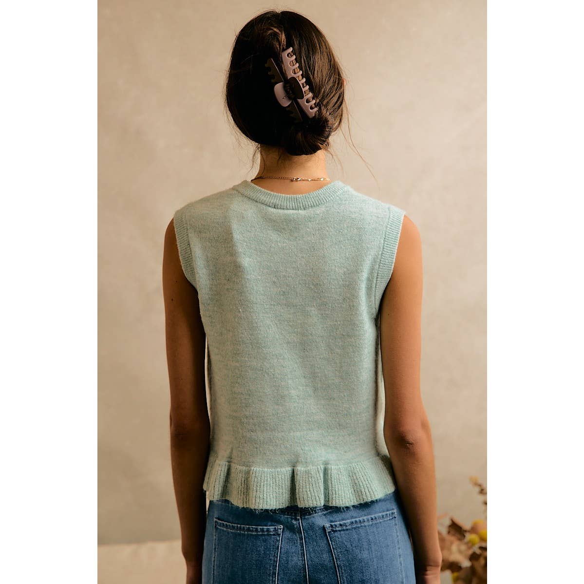 Sea Salt Blue with ruffle detail Vest - 144318