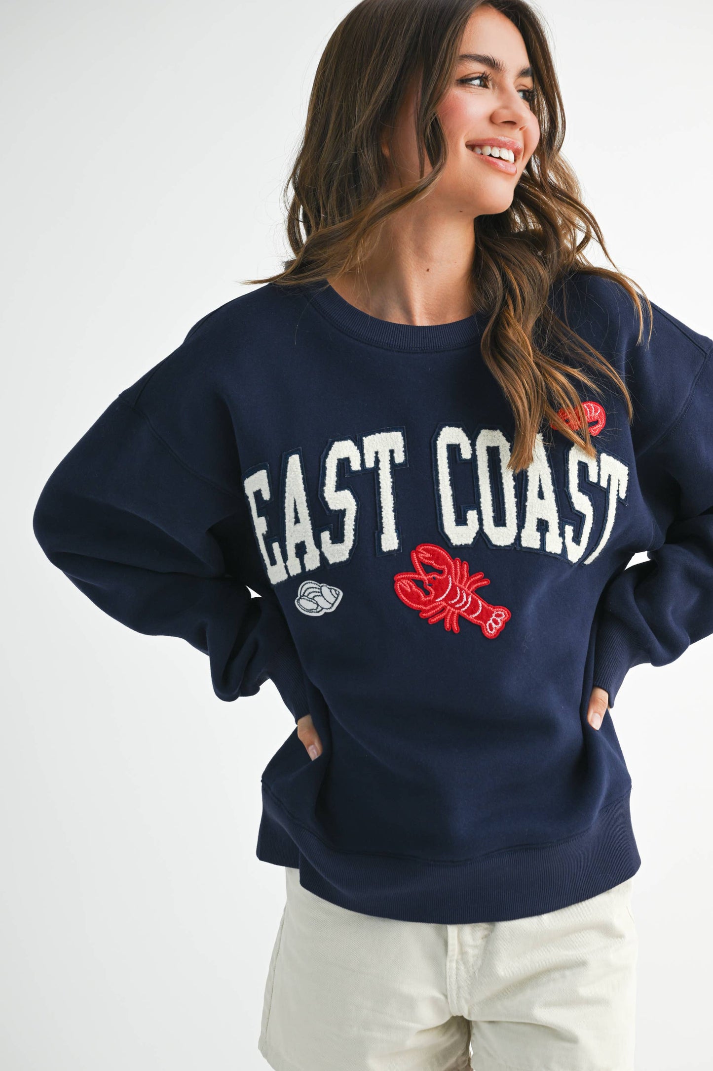 East Coast New England Graphic Fleece Oversized Pullover