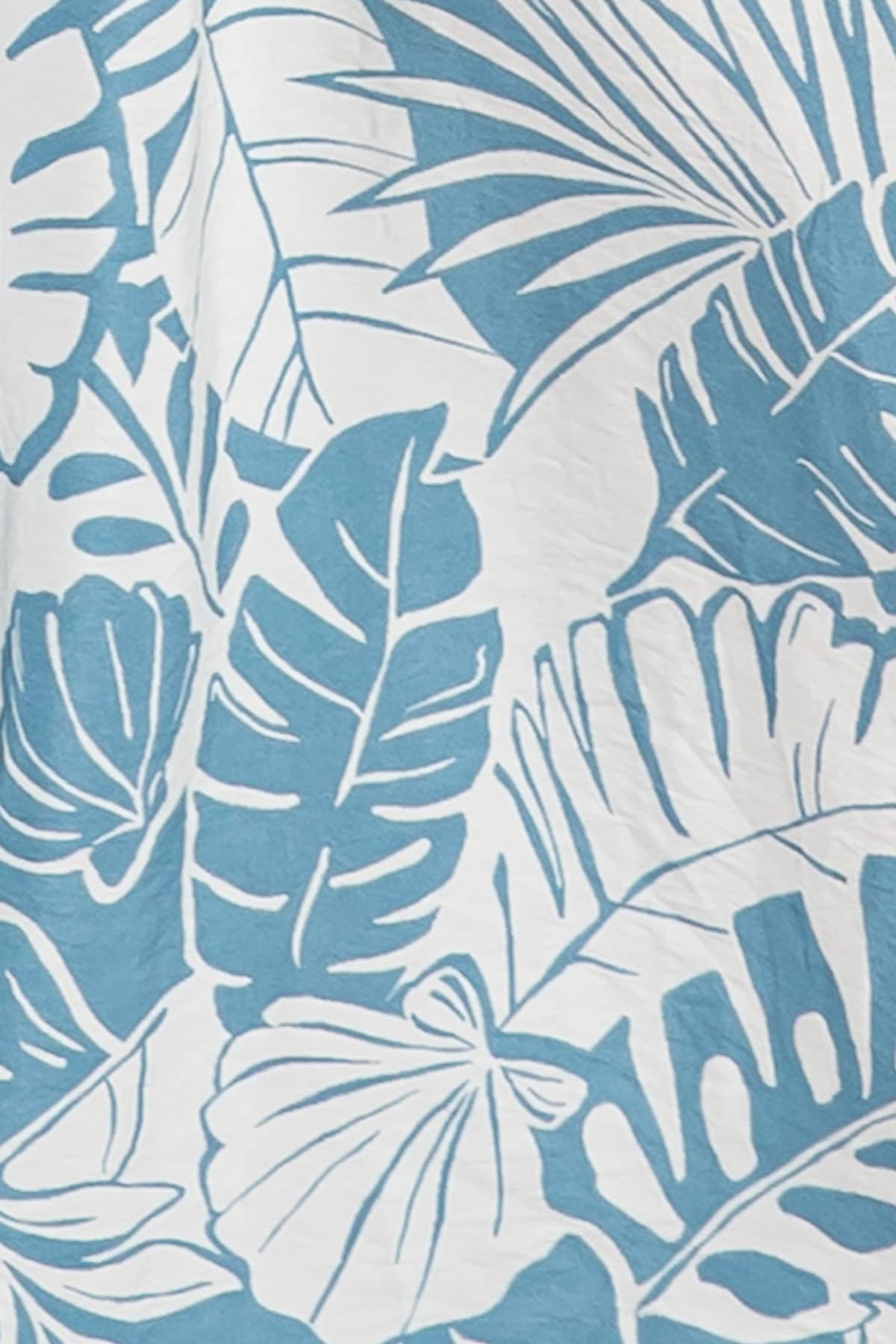 Blue and Cream Flowy Tropic Print Smocked Top Detail Jumpsuit