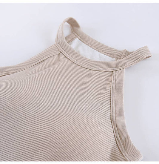 Coco Round Neck Halter Built-In Bra Tank Top- 180444