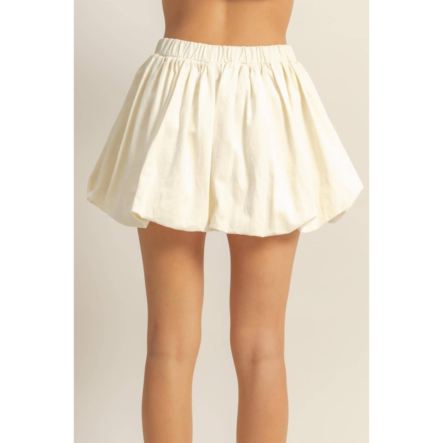 Trendy High Waist Woven Bubble Skirt: CREAM