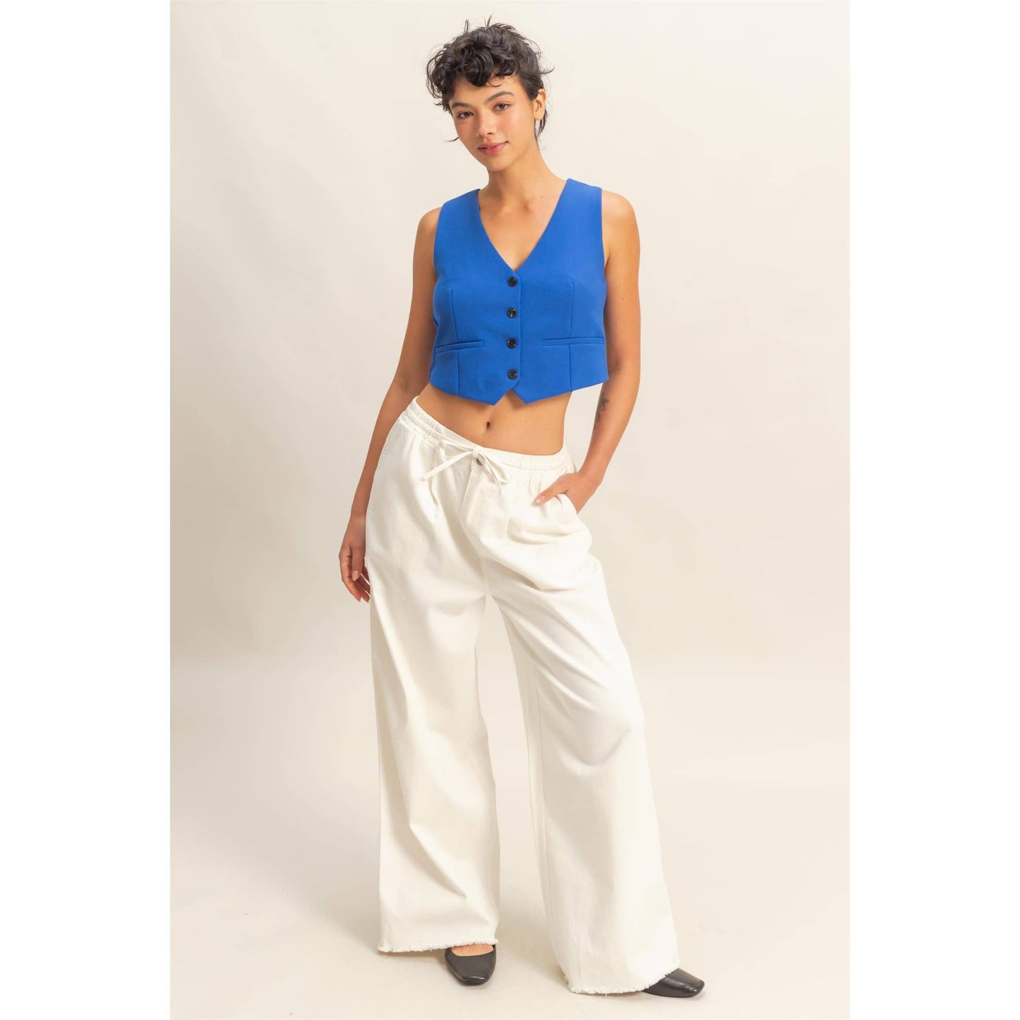 Light Denim Trendy Wide Bottom Jeans