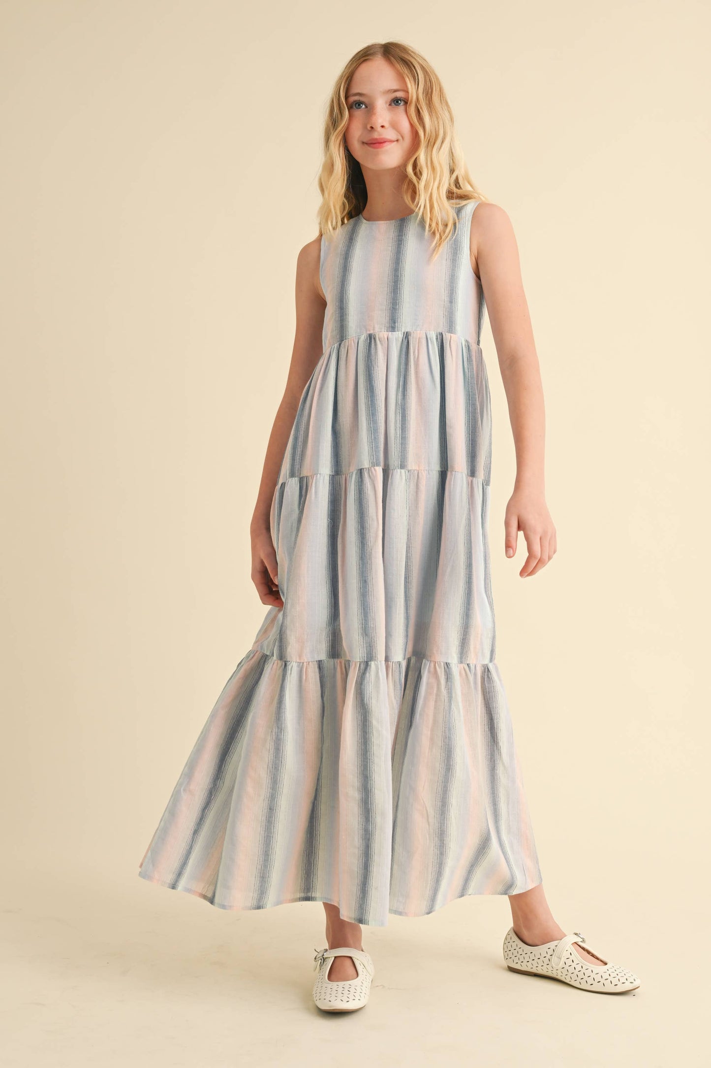 Tween Tiered Flared Maxi Dress