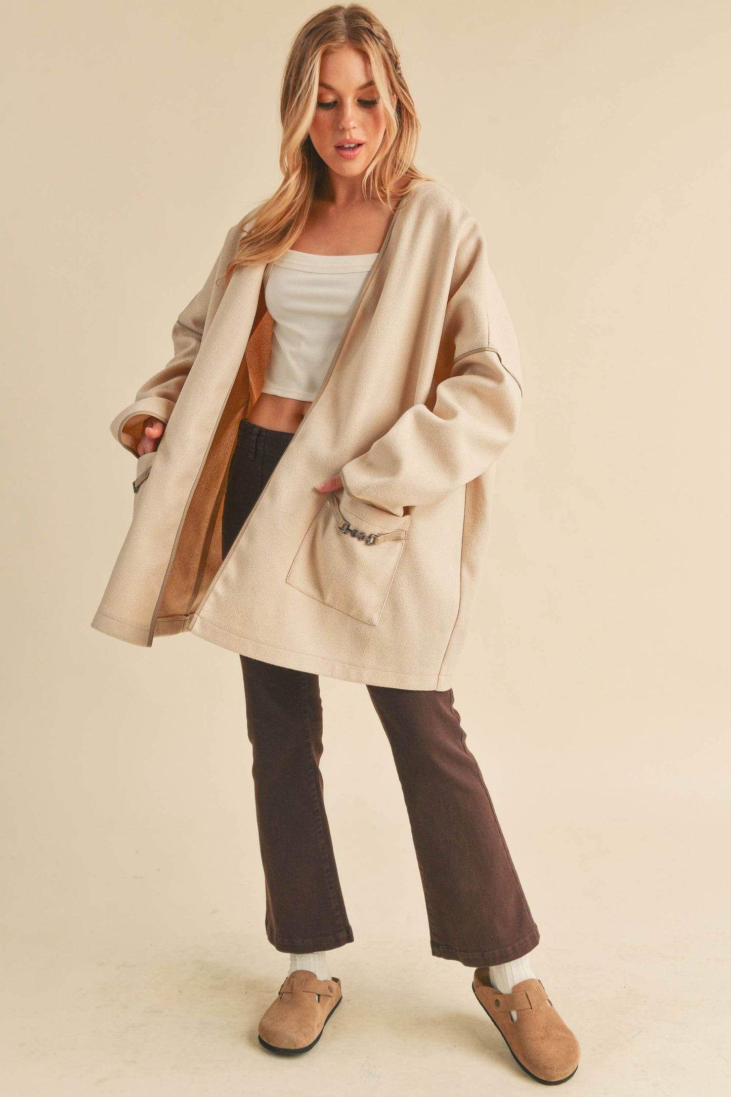 Esme Oat Color Oversize Kimono Jacket