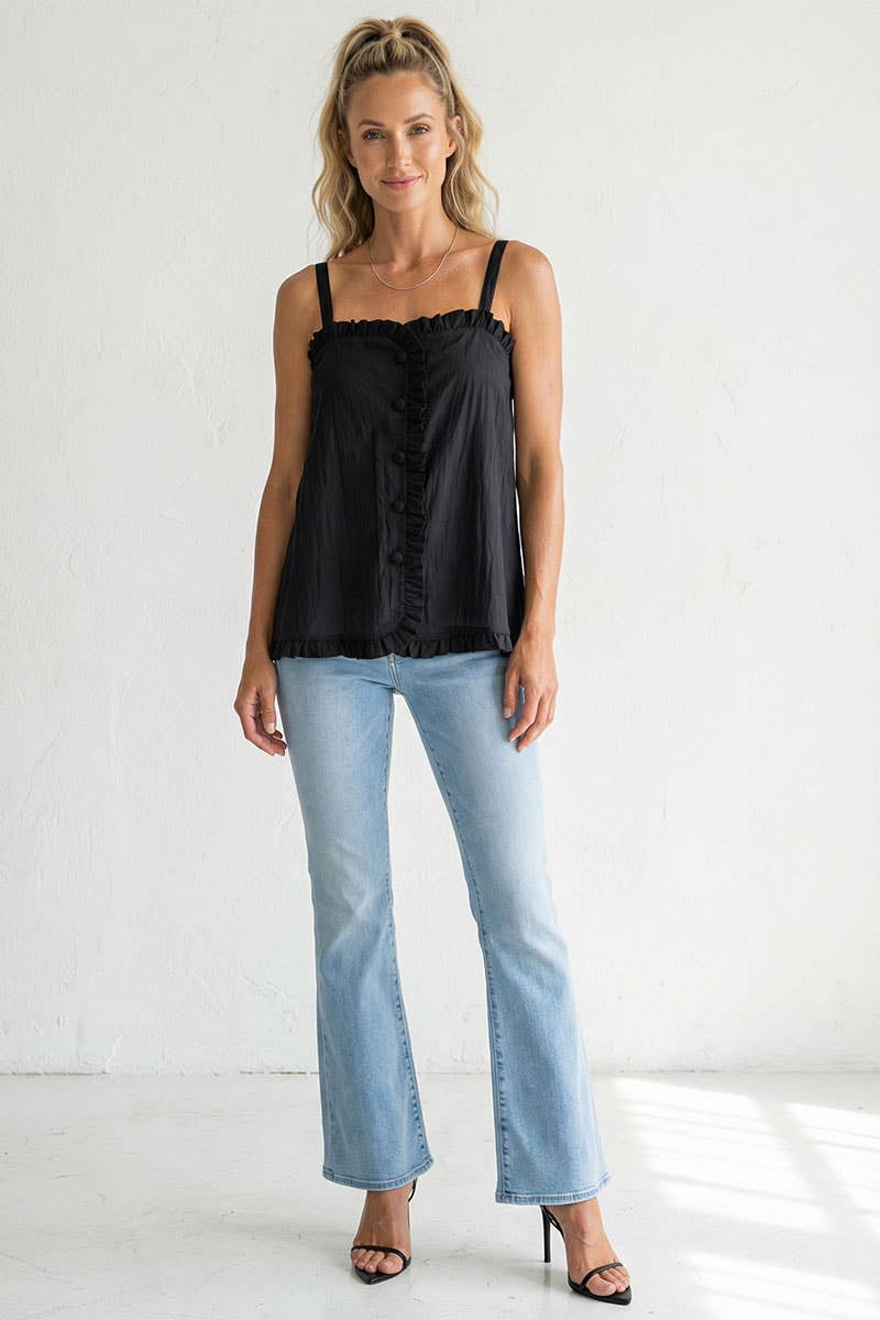 Sky Blue Ruffle Detail Button Down Top - 14001