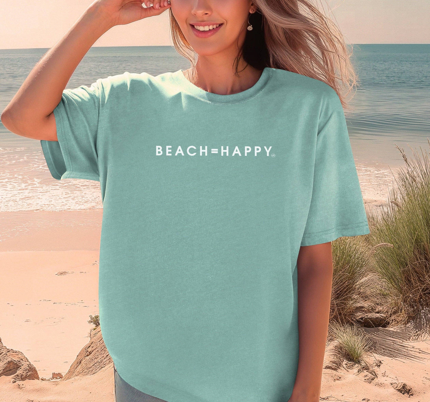 Teal 'Beach Happy' Tee Shirt