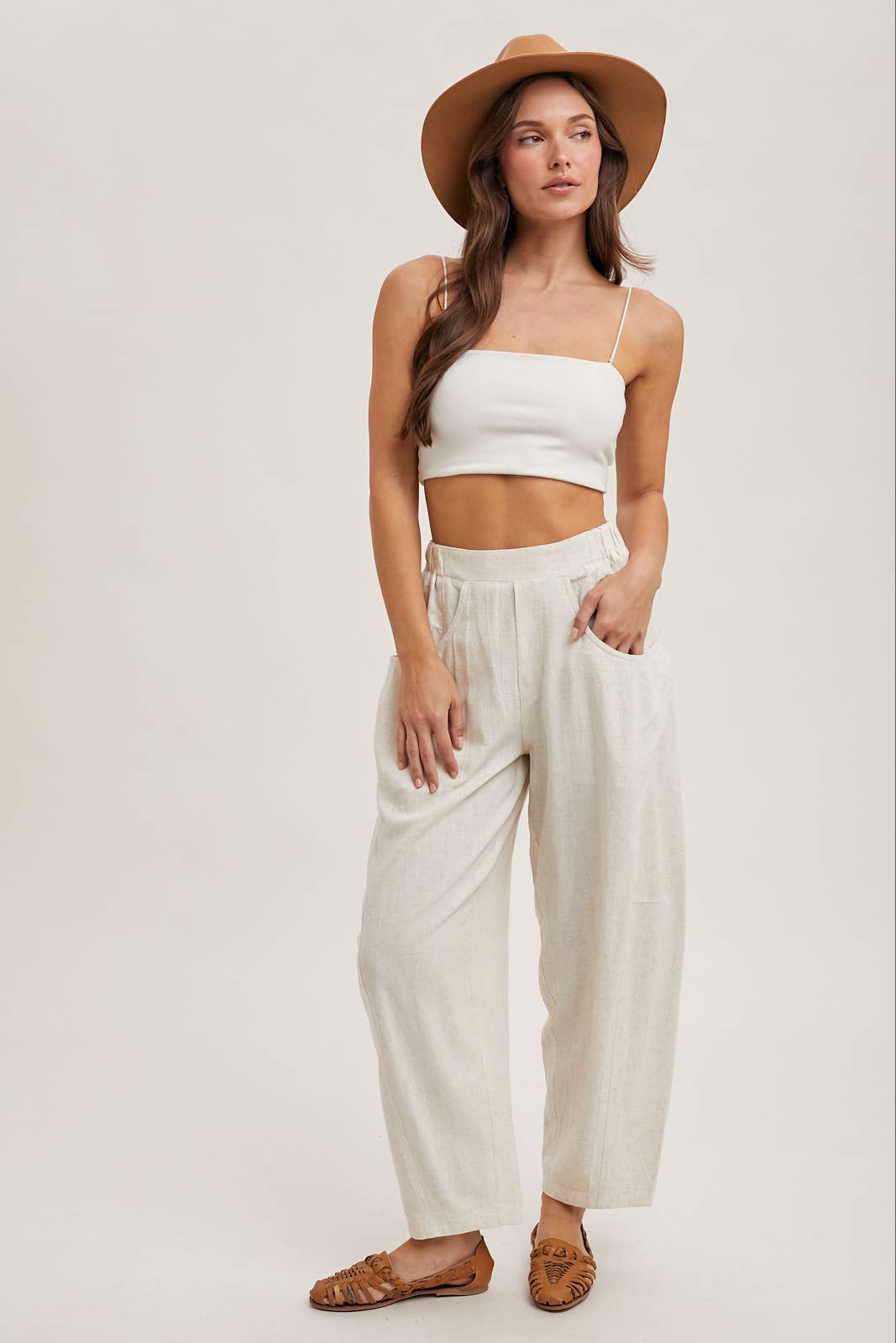 Oatmeal Relaxed Barrel Pants-132277