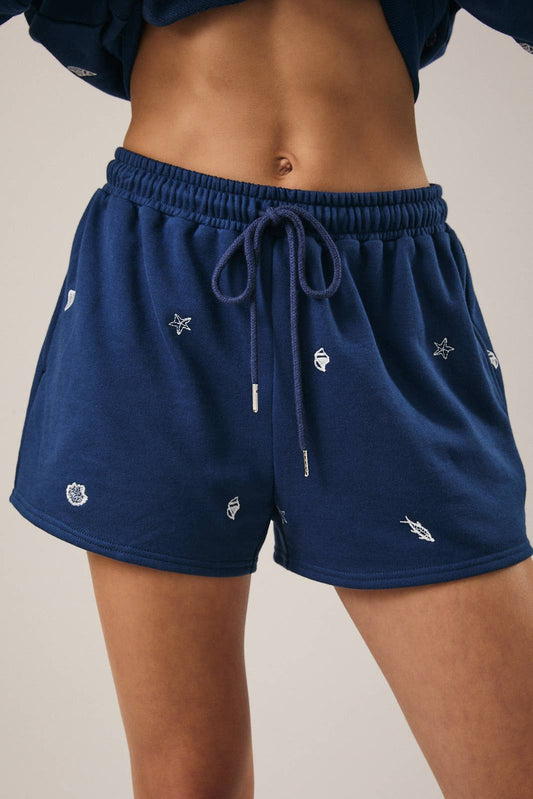 Navy Marine Embroidred Sweatshorts-111340