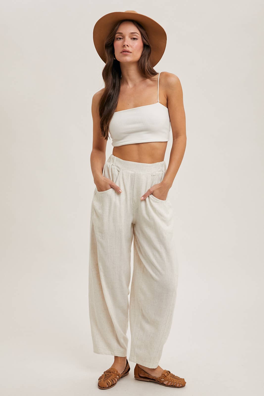 Oatmeal Relaxed Barrel Pants-132277