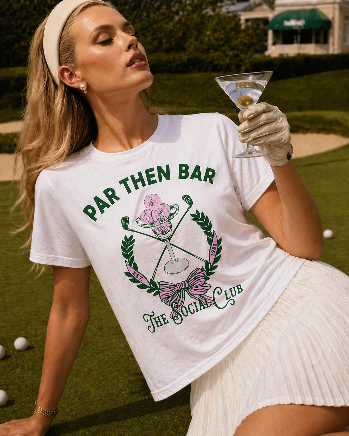 White "Par then Bar" Relaxed Golf Graphic T-shirt-108054