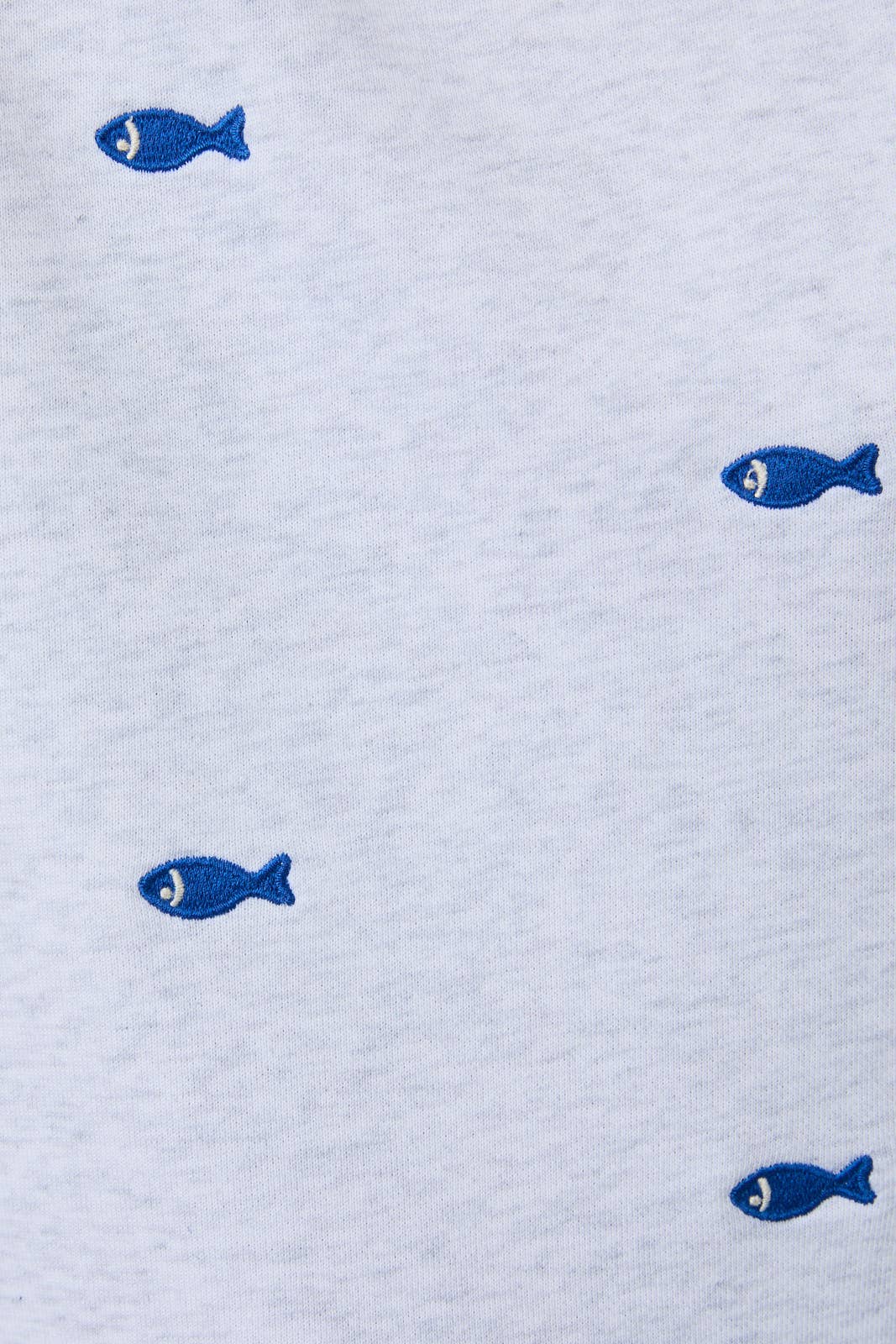 Gray with Blue Embroidered Fish Shorts - 111342