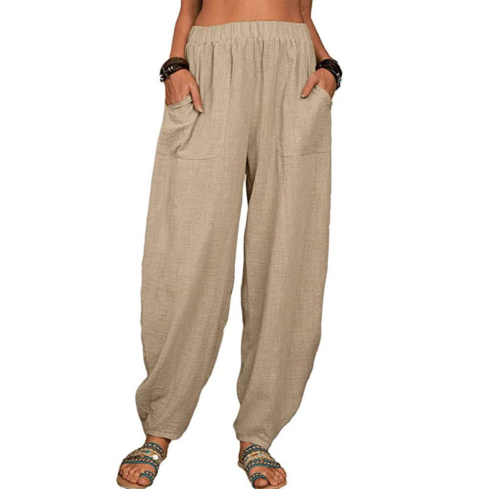 Khaki Cotton Blend Harlan Pants - 131435