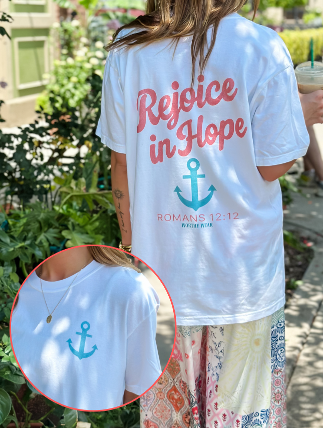 White 'Rejoice In Hope' Tee Shirt