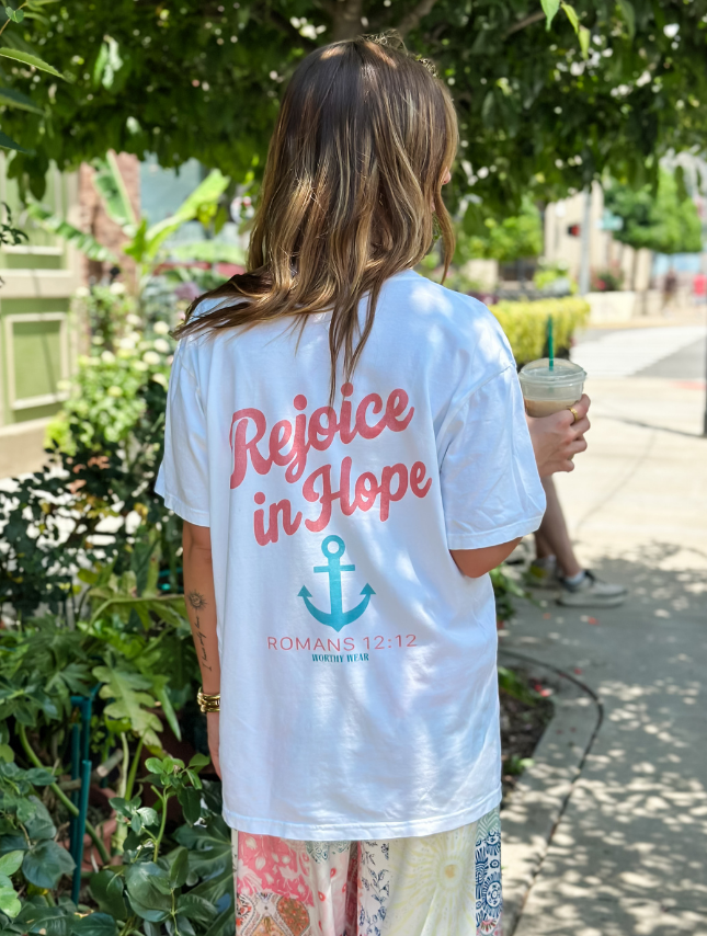 White 'Rejoice In Hope' Tee Shirt
