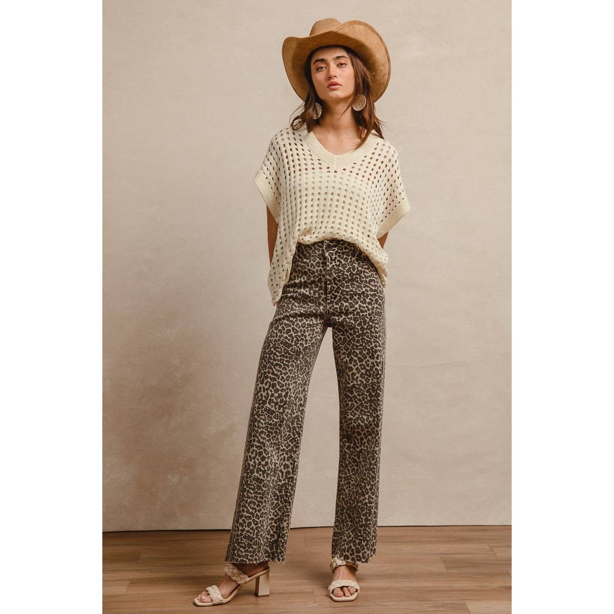 Leopard Print High Rise Flaire Jeans-131708