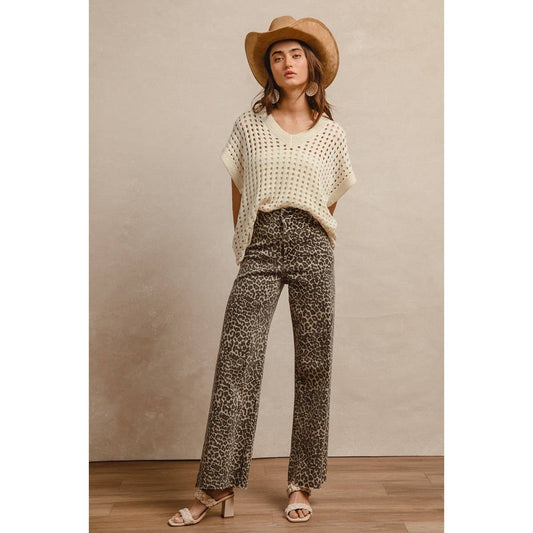 Leopard Print High Rise Flaire Jeans-131708