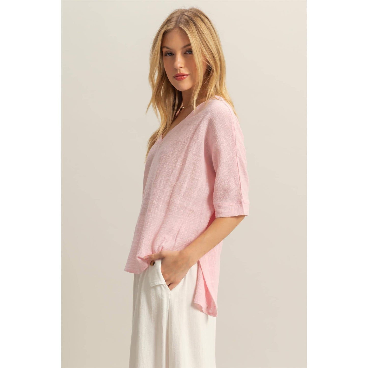 Pretty in Pink Oversized Semi-Sheer Cotton Top-145035