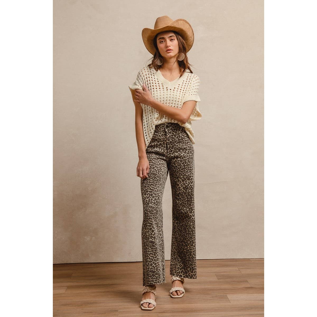 Leopard Print High Rise Flaire Jeans-131708