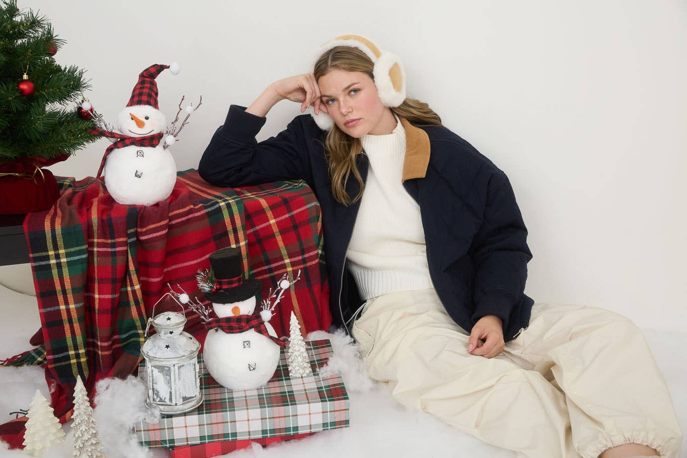 Navy with Corduroy Collar Diamond Quilted Barn Jacket