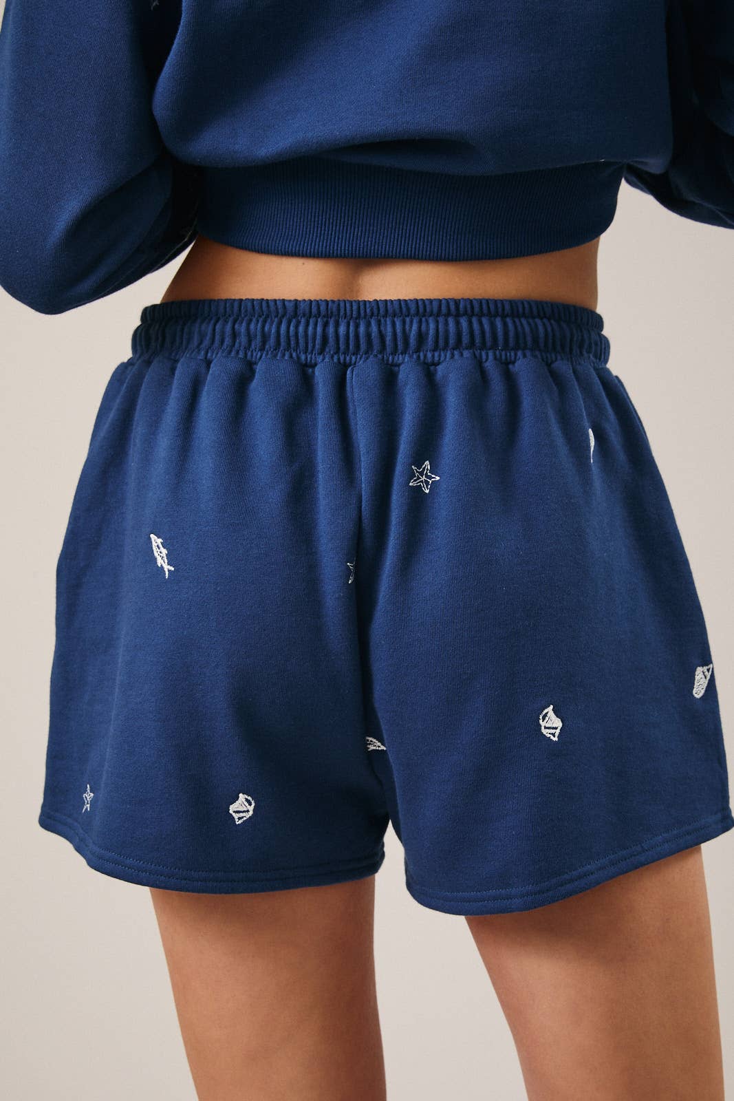 Navy Marine Embroidred Sweatshorts-111340