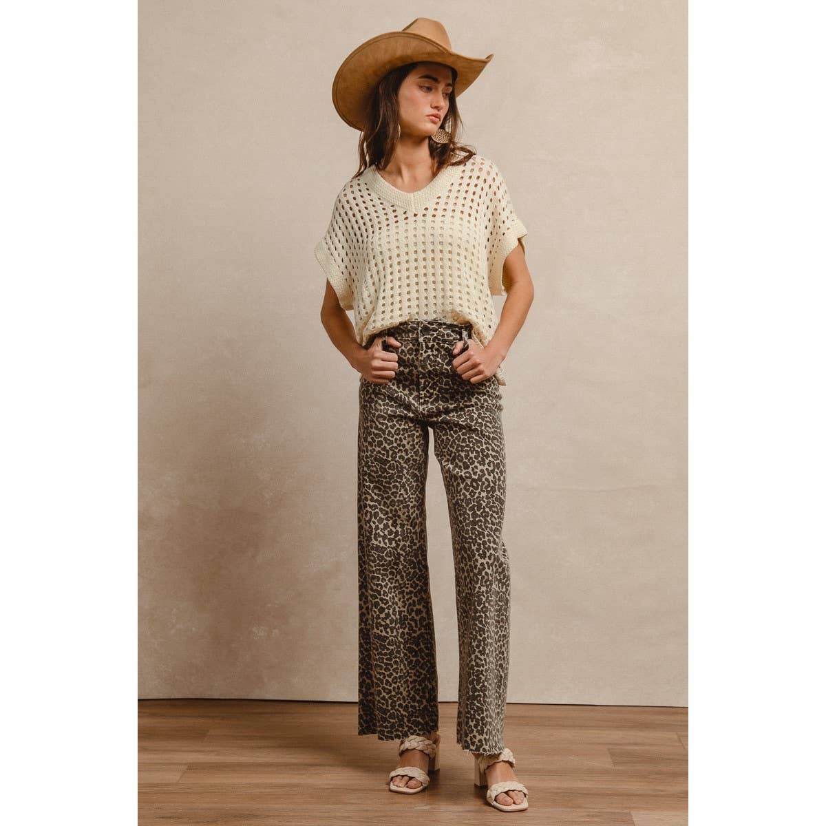 Leopard Print High Rise Flaire Jeans-131708