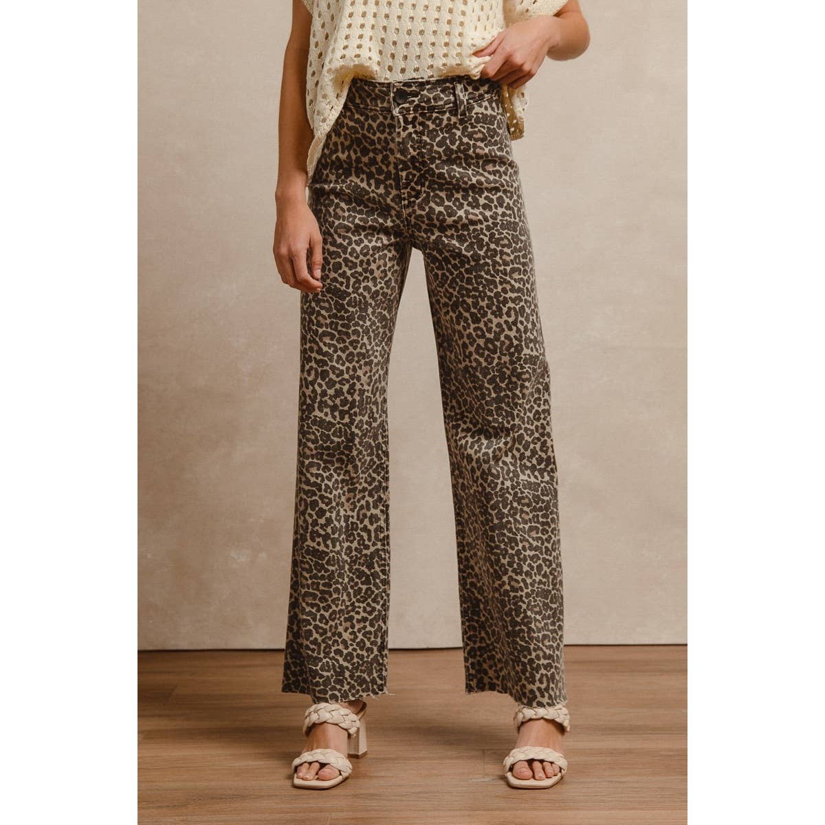 Leopard Print High Rise Flaire Jeans-131708