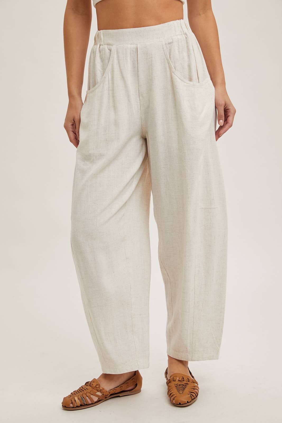 Oatmeal Relaxed Barrel Pants-132277