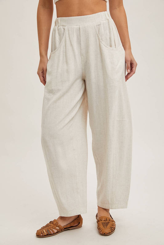 Oatmeal Relaxed Barrel Pants-132277