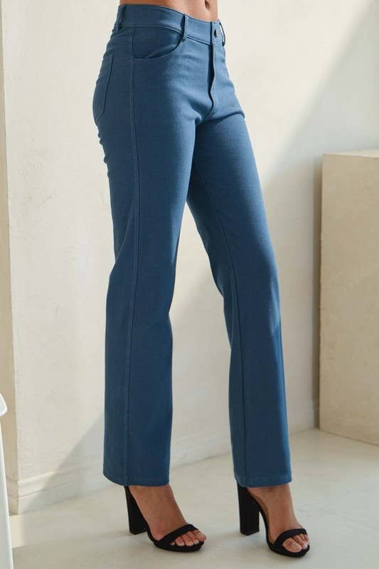Denim Blue Classic Straight Leg Jeggings-138278