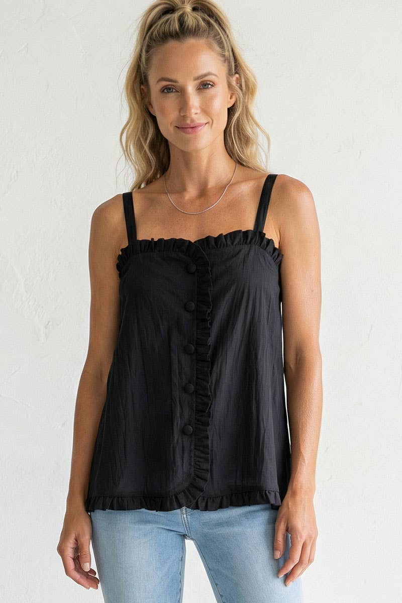 Sky Blue Ruffle Detail Button Down Top - 14001