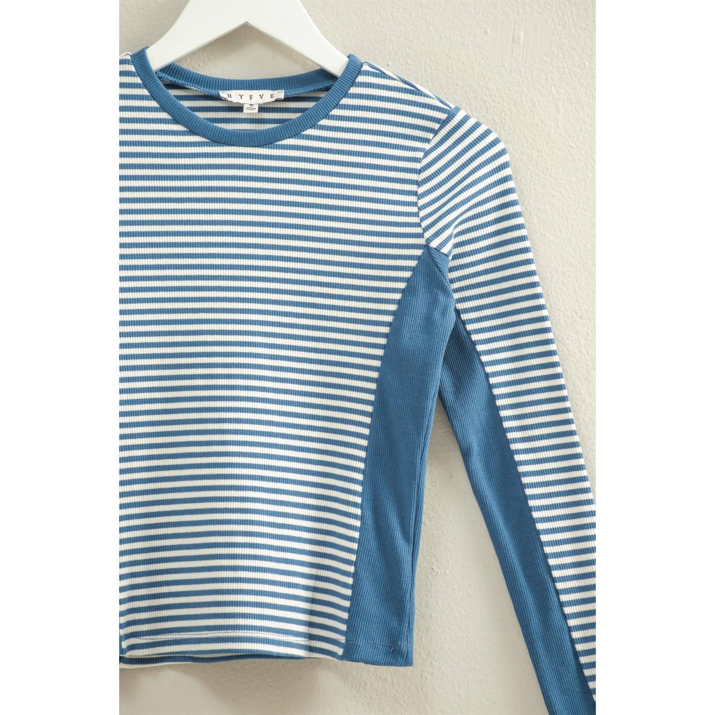 Blue and White Striped Long Sleeve Top- 142506