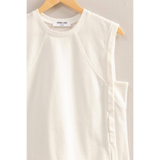 Round Neck Sleeveless Boxy Cotton Top