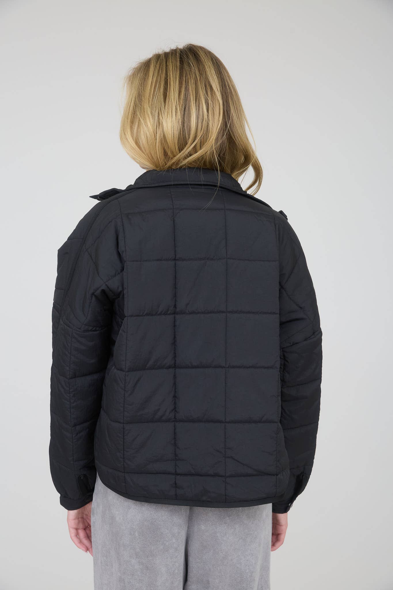 Black Quilted Zip-Up Puffer Jacket