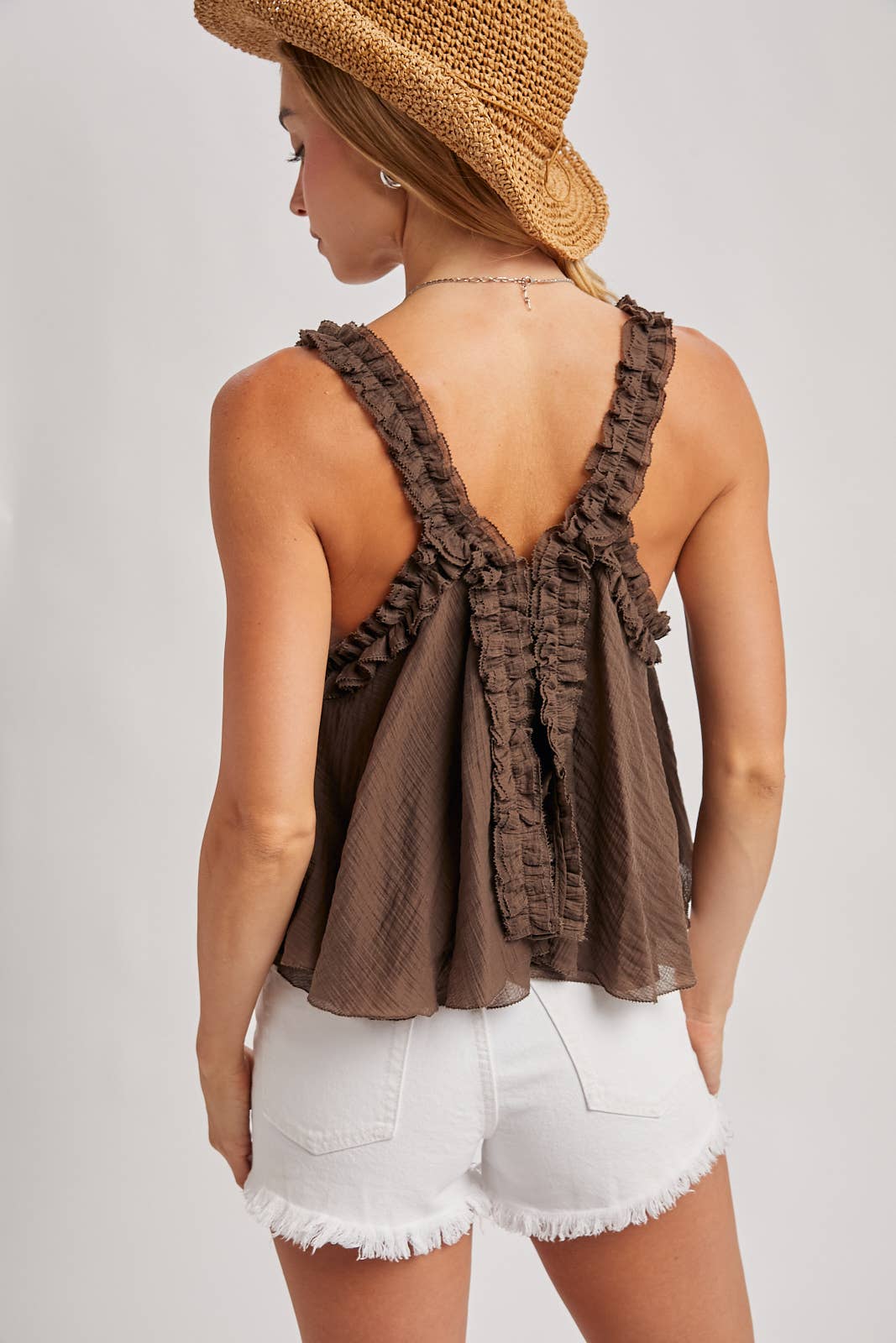Coco Raw Edge Gathered Flowy Top-142753