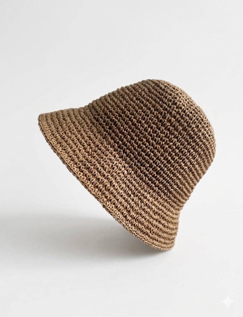 Khaki Raffia Straw Bucket Hat