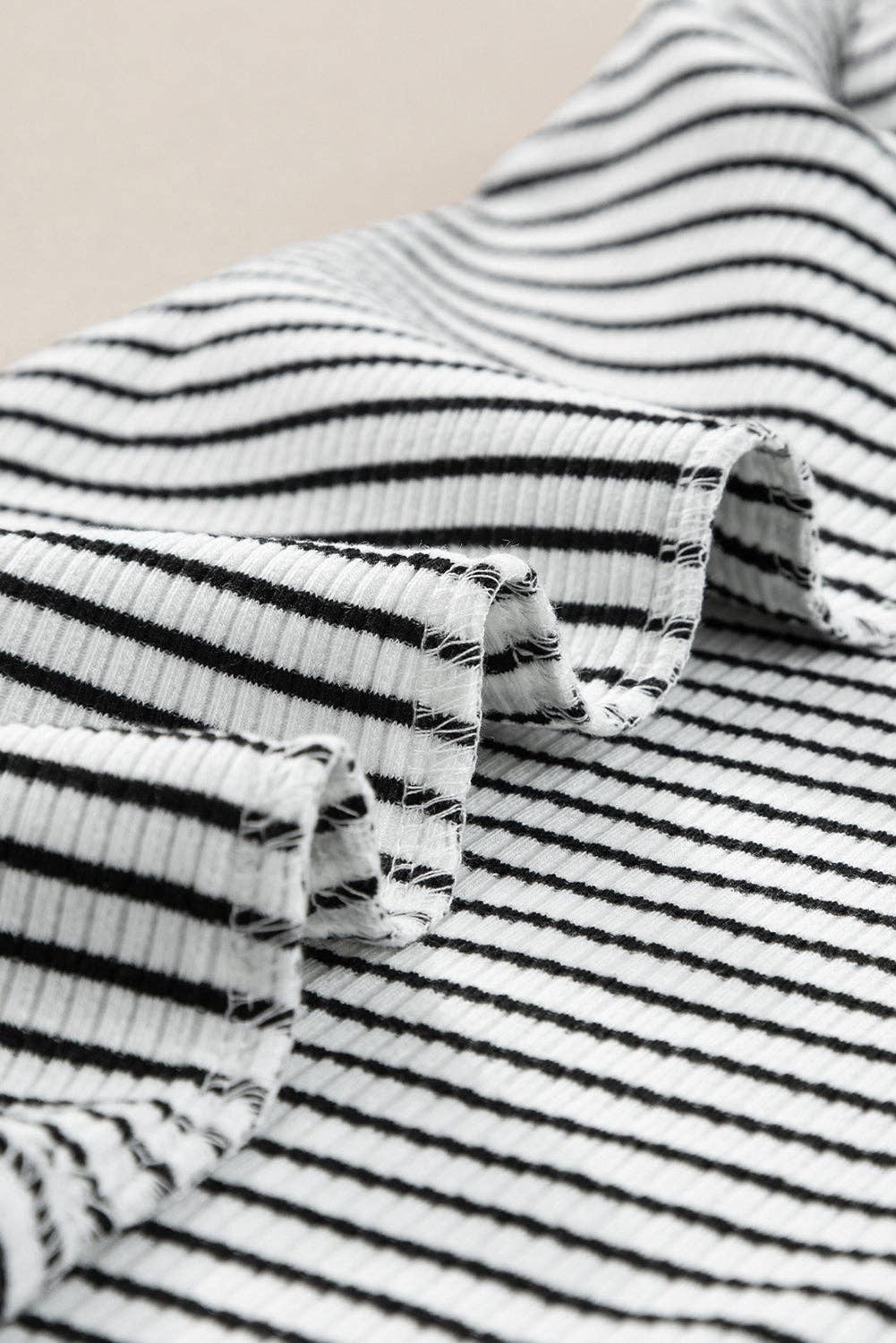 White and Black Striped Ribbed Tank- 182561