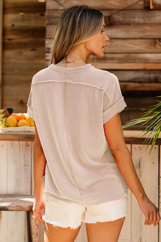 Apricot Ribbed Tee Shirt - 142522