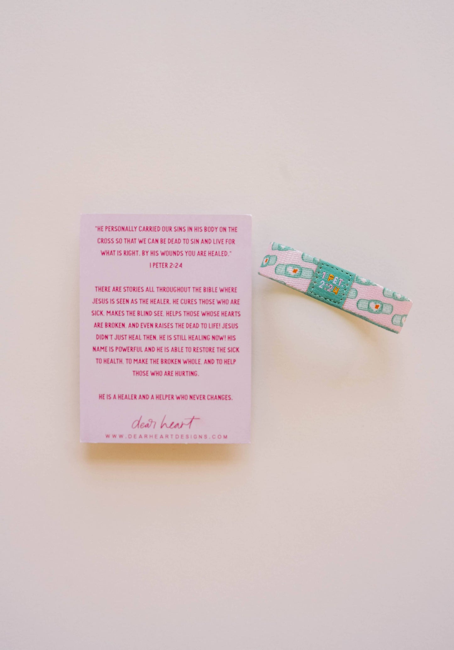 Green Band Jesus Heals Kids Bracelet - "He is a Helper & Healer"