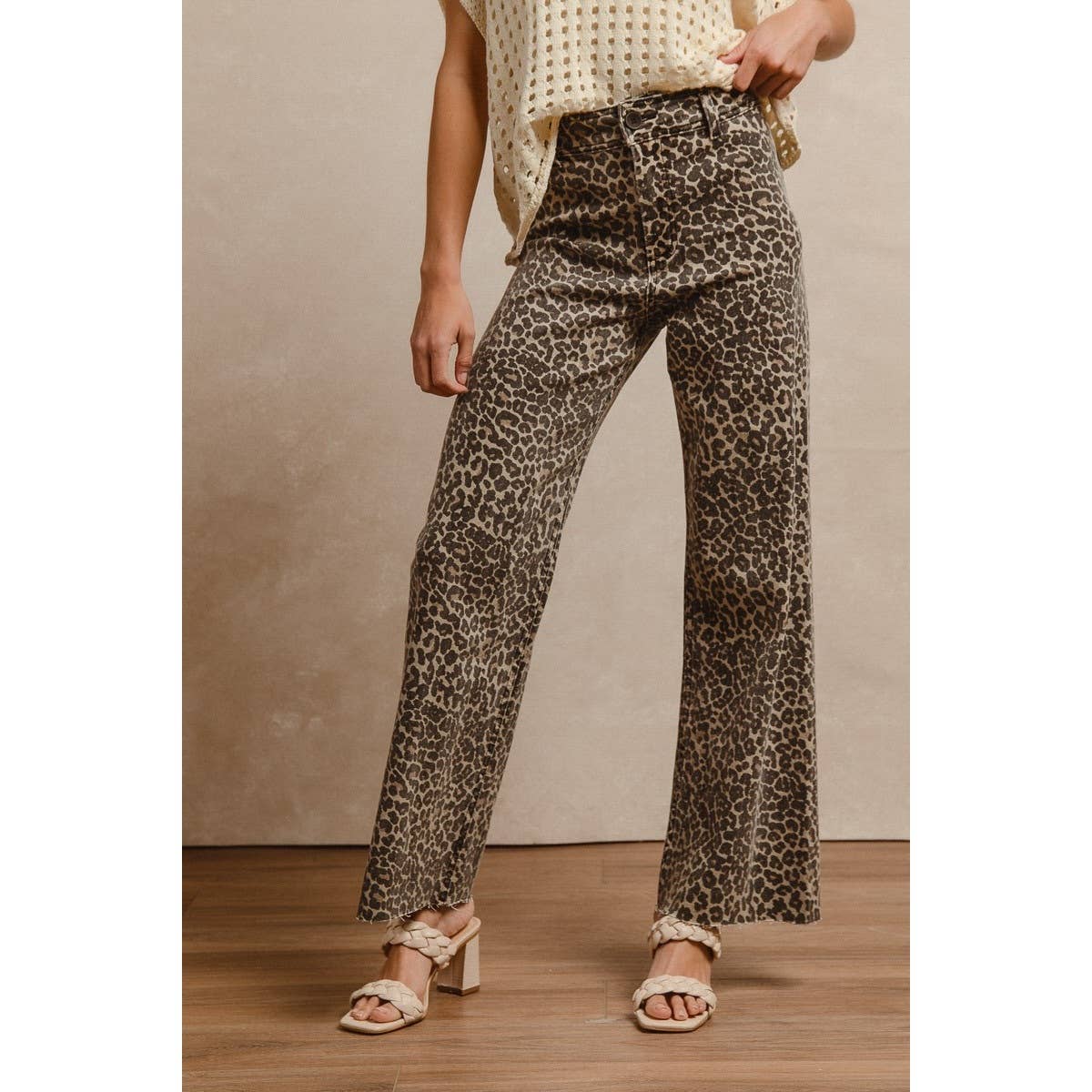 Leopard Print High Rise Flaire Jeans-131708