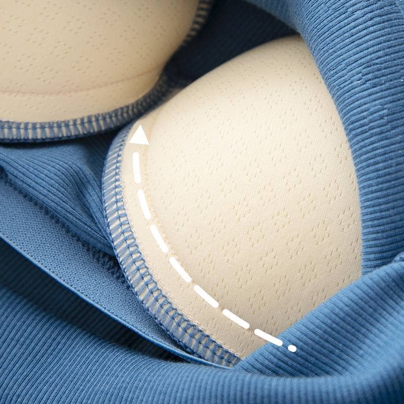 Blue Essential Rib W/ Built In Bra Tank Top-183989